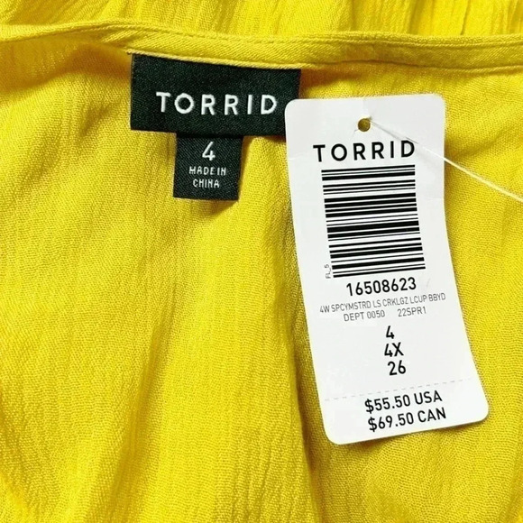 Torrid Babydoll Gauze Crochet Trim Lace-Up Tunic Top Size 4X NWT - Picture 2 of 5